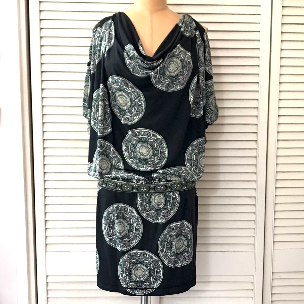 Studio M Dress Black Cowl Neck Blouson